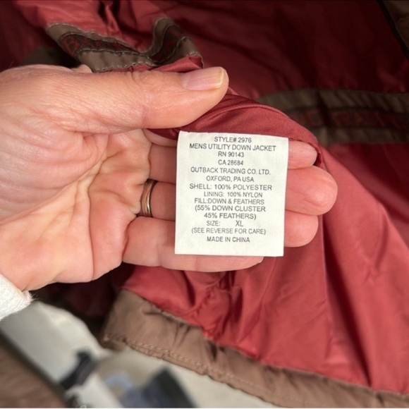 NWT Outback Trading Co. Men’s Down Puffer Jacket Sz XL Brown Full Zip Chores - Picture 8 of 14